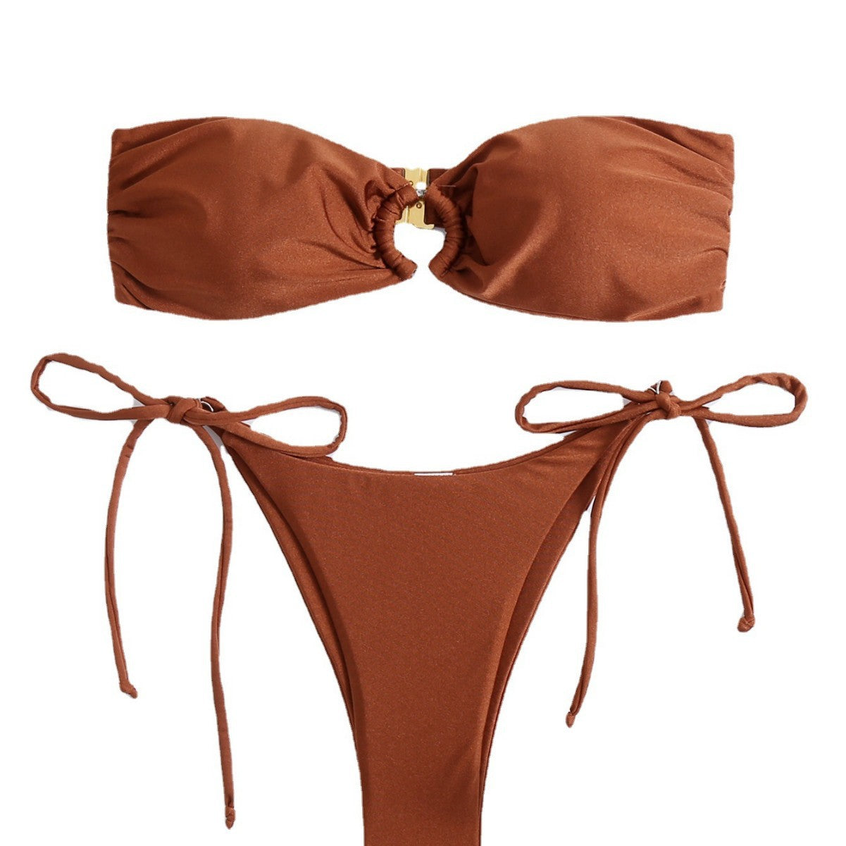 Wholesale Solid color two-piece swimsuit off-shoulder bikini